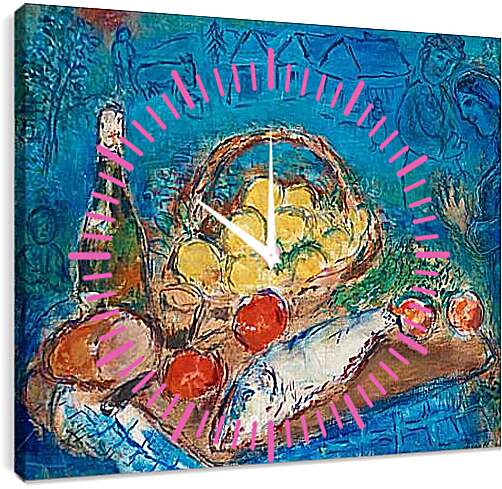 Часы картина - Nature morte. (Натюрморт) Марк Шагал