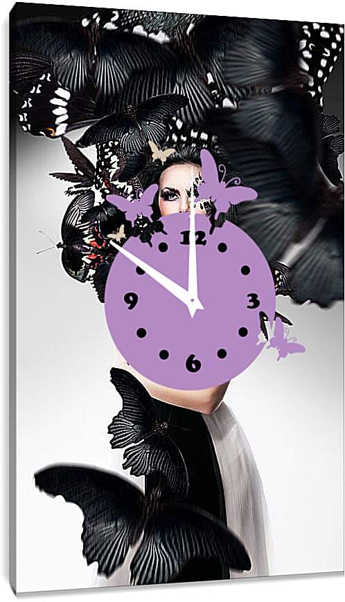 Часы картина - Черная бабочка