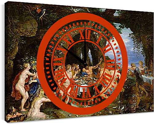 Часы картина - Пир Ахелоя. Питер Пауль Рубенс