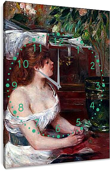 Часы картина - The Green Jardinire. Пьер Огюст Ренуар