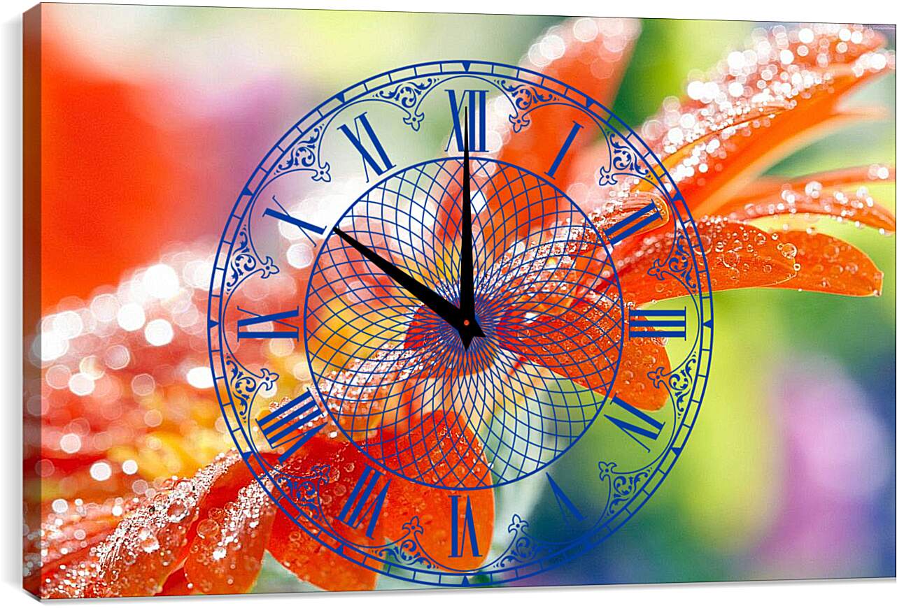Часы картина - Оранжевая Гербера