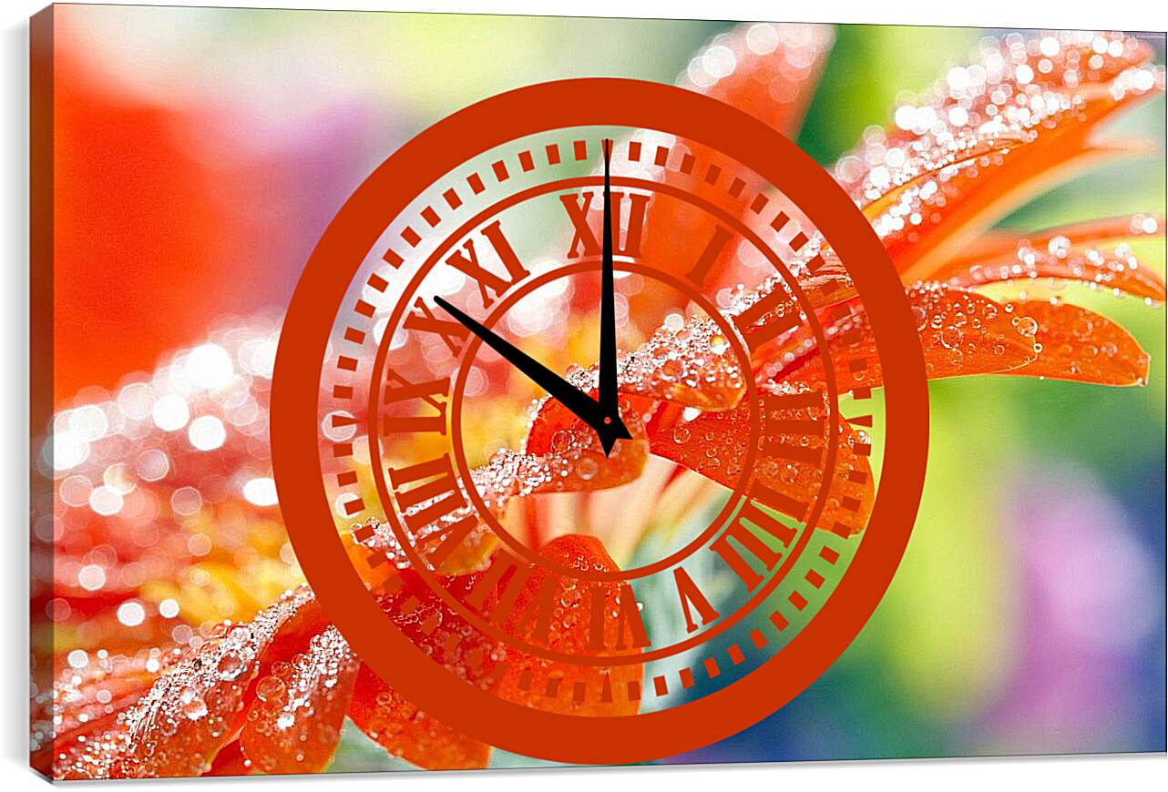 Часы картина - Оранжевая Гербера