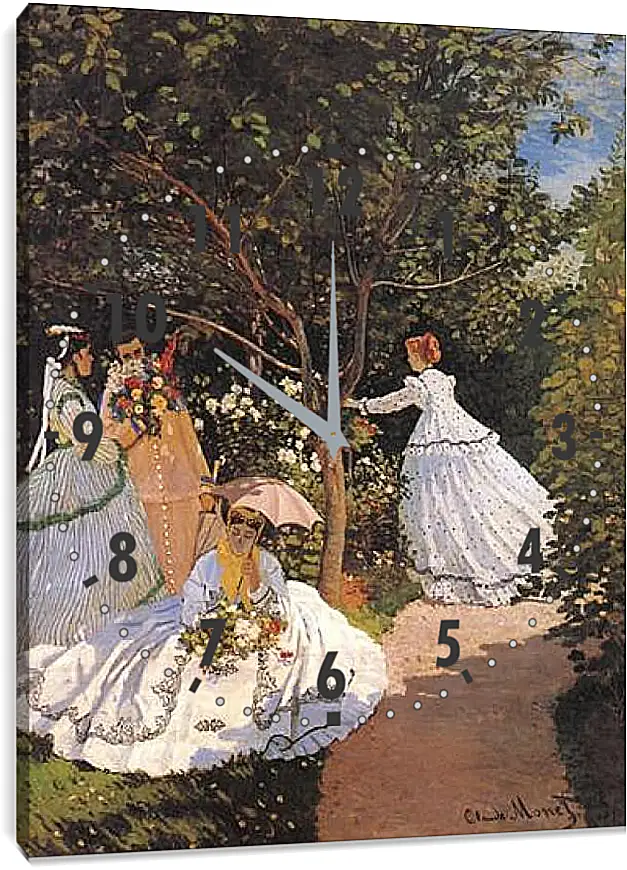 Часы картина - Women in the Garden. Клод Моне