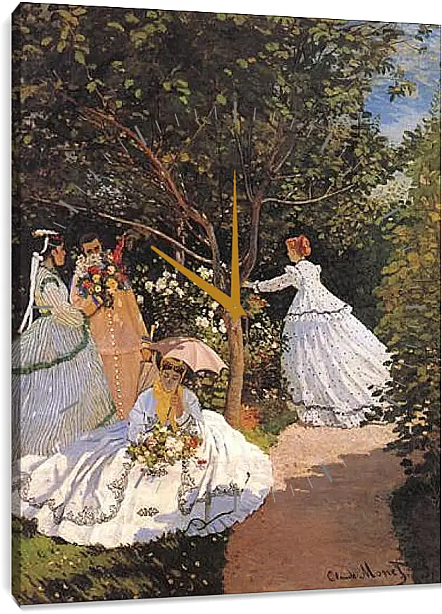 Часы картина - Women in the Garden. Клод Моне