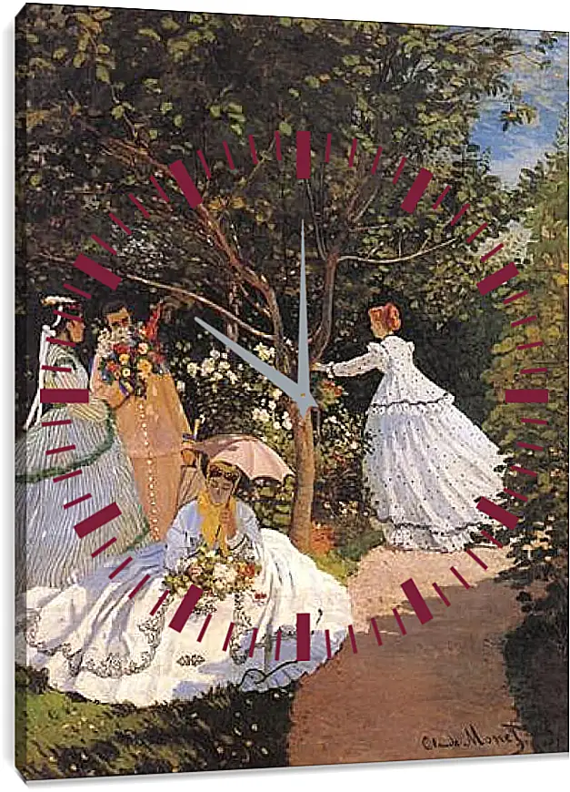 Часы картина - Women in the Garden. Клод Моне