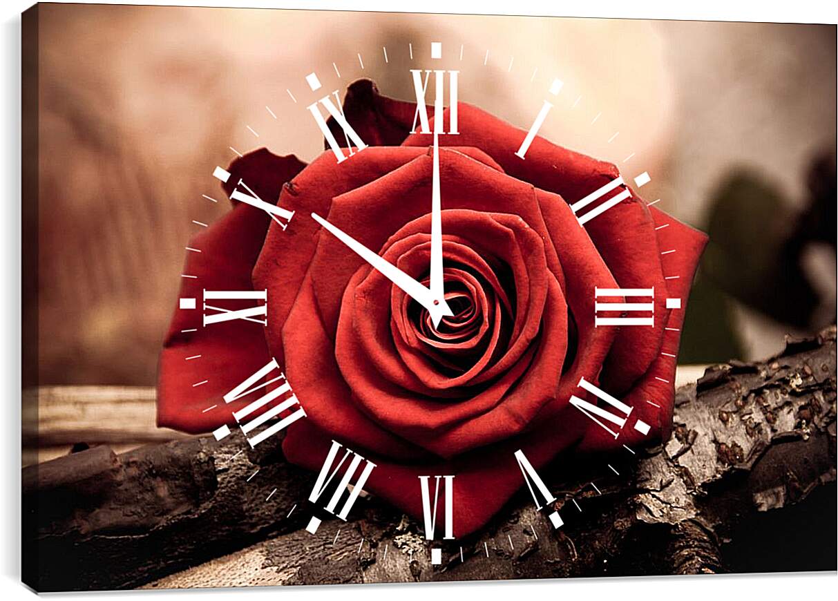 Часы картина - Роза на дереве