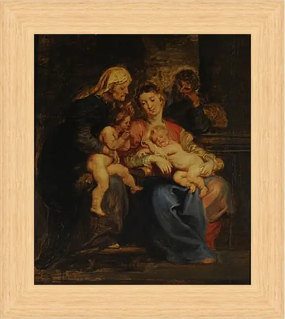 Картина в раме - The Holy Family with St. Питер Пауль Рубенс