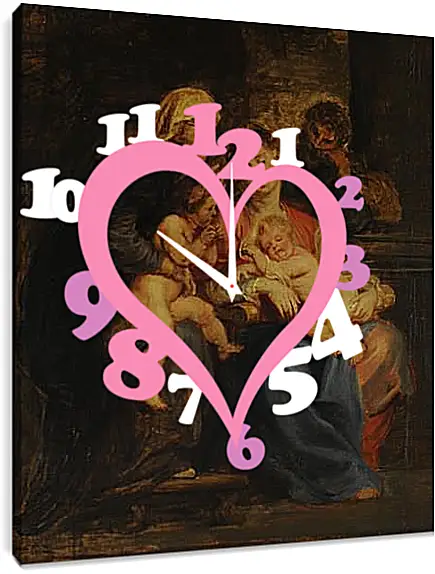 Часы картина - The Holy Family with St. Питер Пауль Рубенс