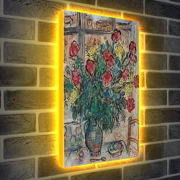 Лайтбокс световая панель - LE BOUQUET DEVANT LA FENETRE. (Букет у окна) Марк Шагал