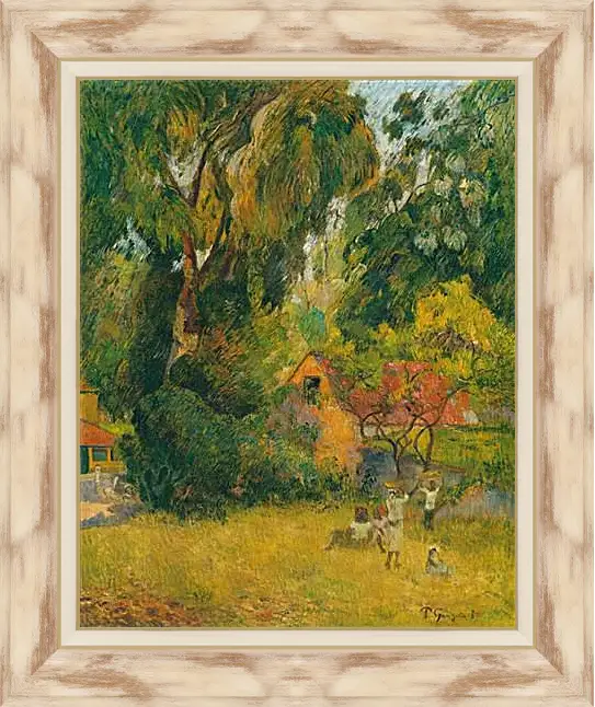 Картина в раме - Huts under the Trees. Поль Гоген