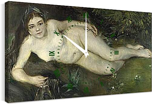 Часы картина - A Nymph by a Stream. Пьер Огюст Ренуар