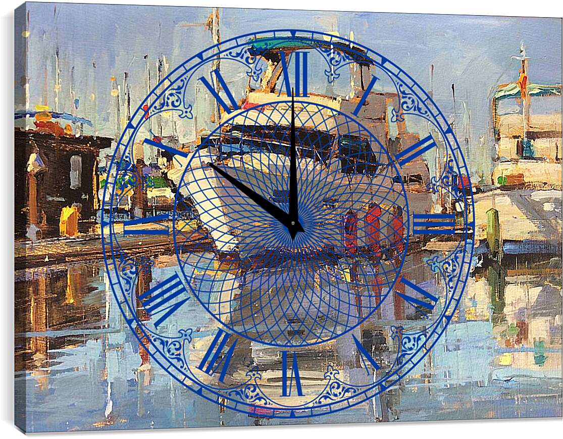 Часы картина - Яхта у причала