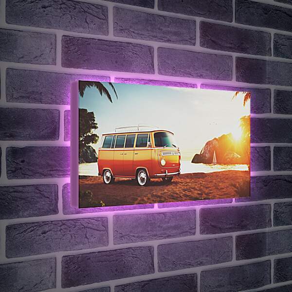 Лайтбокс световая панель - Микроавтобус на пляже