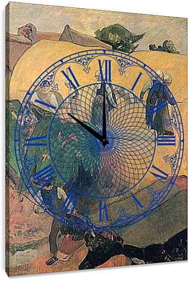 Часы картина - Moisson en Bretagne. Поль Гоген