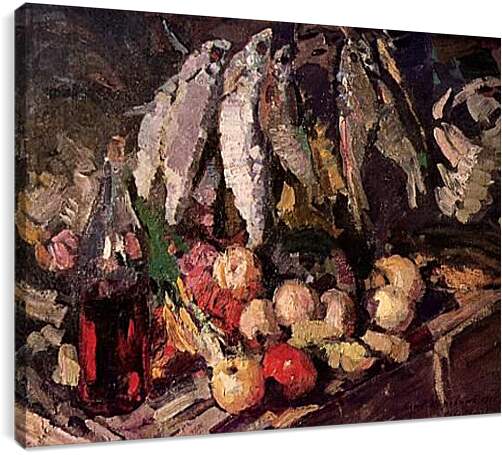 Постер и плакат - Рыбы, вино и фрукты. Коровин Константин