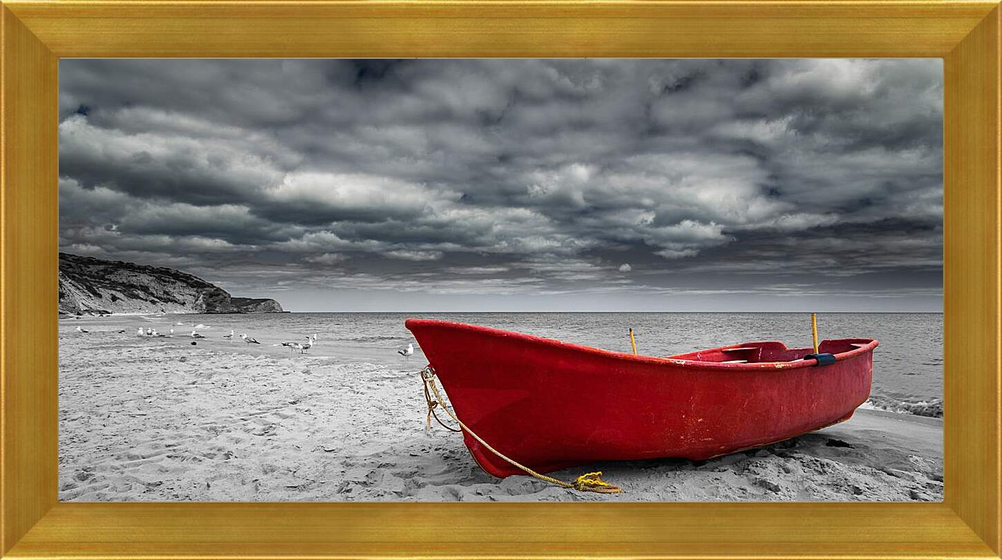 Картина в раме - Лодка на берегу