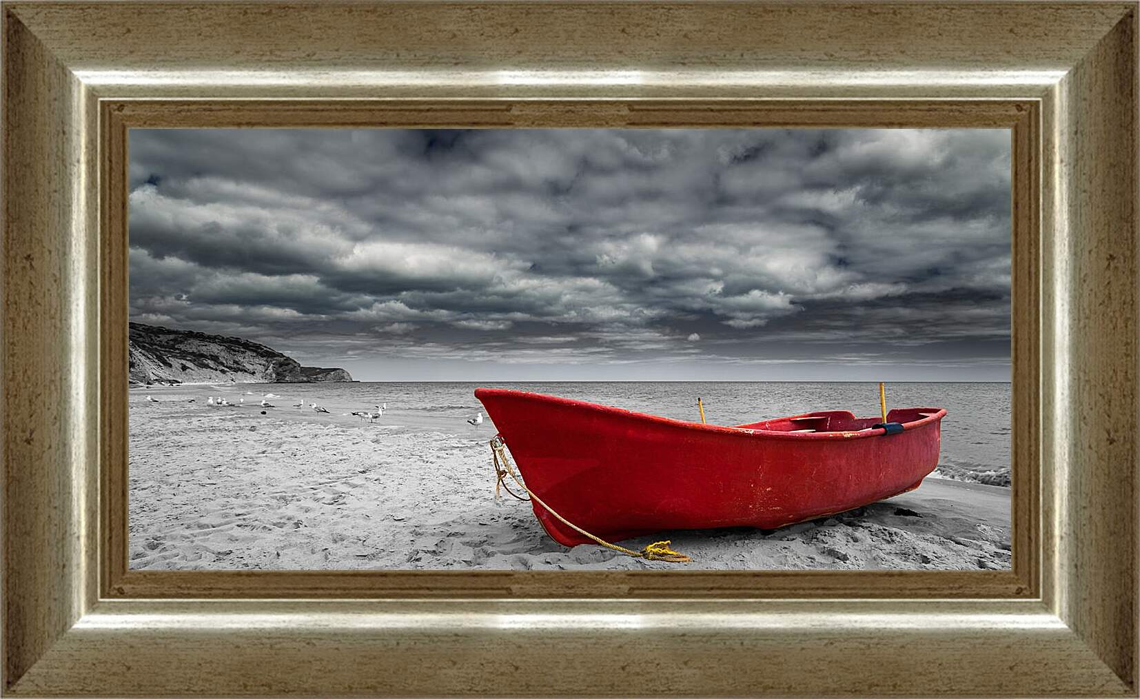 Картина в раме - Лодка на берегу