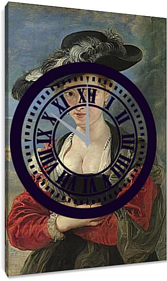 Часы картина - Portrait of Susanna Lunden (Le Chapeau de Paille). Питер Пауль Рубенс