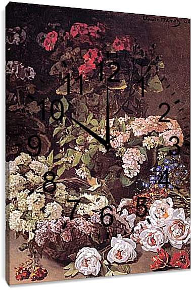 Часы картина - Still-Life with Spring Flowers. Клод Моне