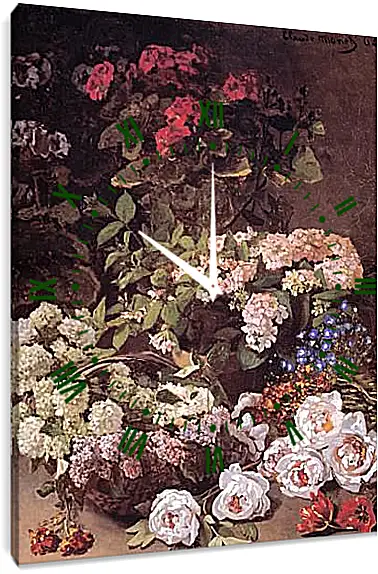 Часы картина - Still-Life with Spring Flowers. Клод Моне