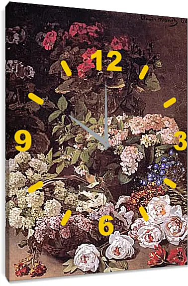 Часы картина - Still-Life with Spring Flowers. Клод Моне