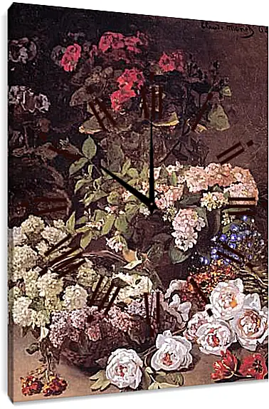 Часы картина - Still-Life with Spring Flowers. Клод Моне