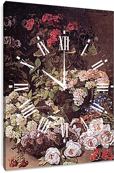 Часы картина - Still-Life with Spring Flowers. Клод Моне