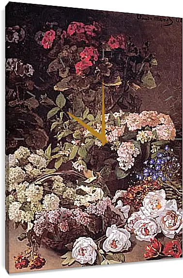 Часы картина - Still-Life with Spring Flowers. Клод Моне