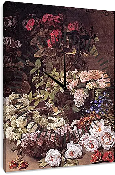 Часы картина - Still-Life with Spring Flowers. Клод Моне