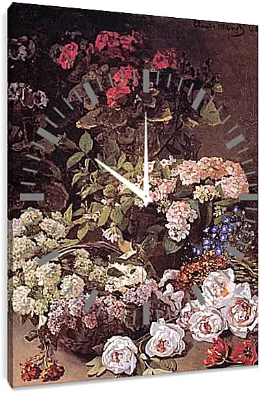 Часы картина - Still-Life with Spring Flowers. Клод Моне