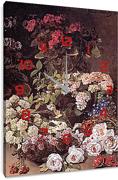 Часы картина - Still-Life with Spring Flowers. Клод Моне