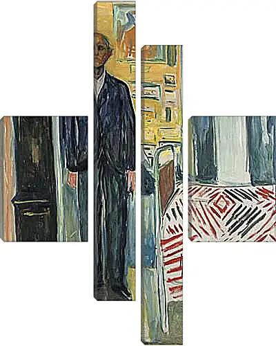 Модульная картина - Self-Portrait Between the Clock and the Bed. Эдвард Мунк