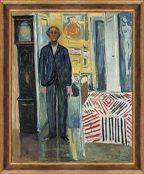 Картина в раме - Self-Portrait Between the Clock and the Bed. Эдвард Мунк