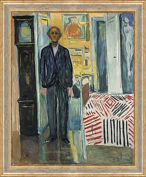 Картина в раме - Self-Portrait Between the Clock and the Bed. Эдвард Мунк