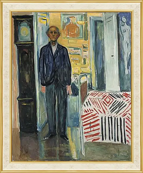 Картина в раме - Self-Portrait Between the Clock and the Bed. Эдвард Мунк