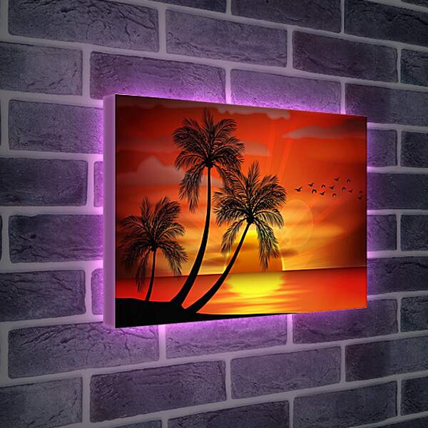 Лайтбокс световая панель - Пальмы на закате