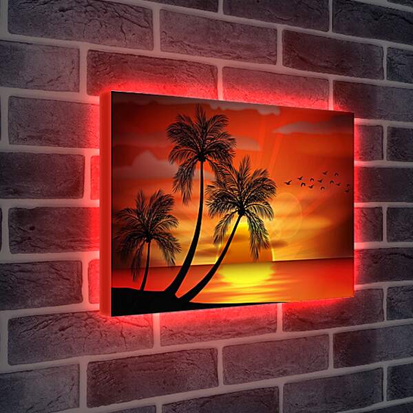 Лайтбокс световая панель - Пальмы на закате