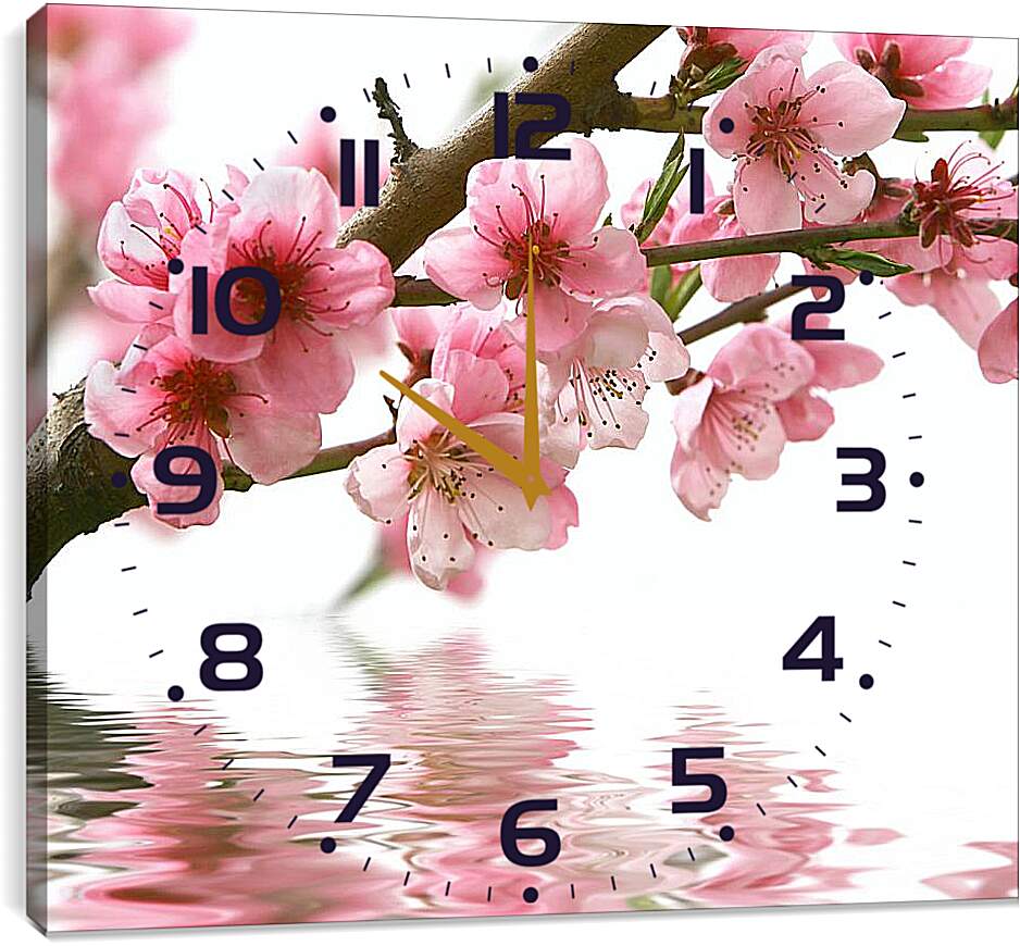 Часы картина - Сакура над водой