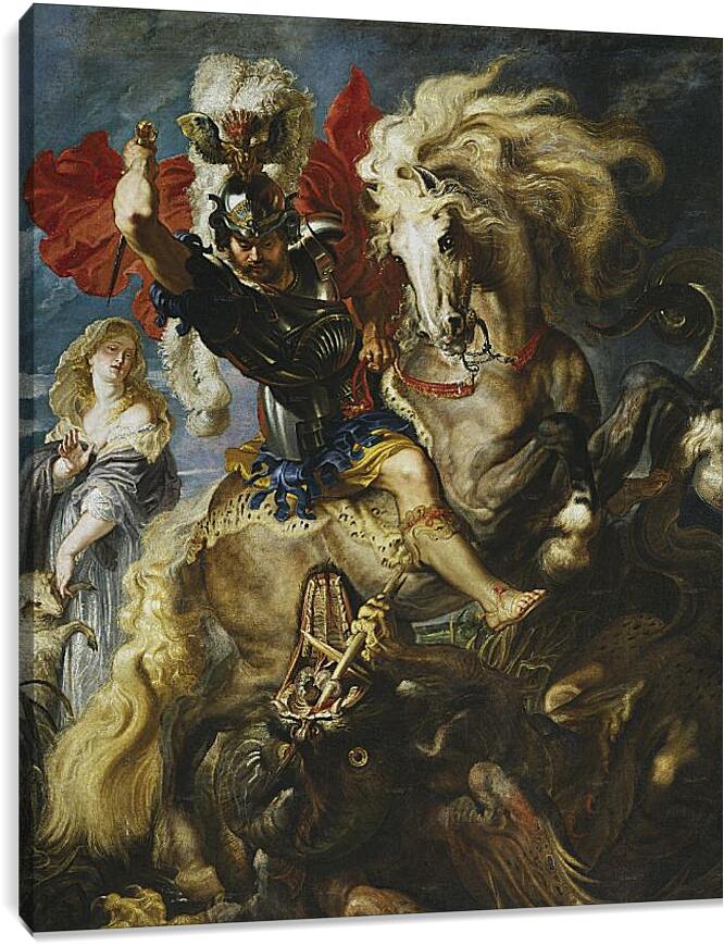 Постер и плакат - Битва Святого Георгия с драконом. Питер Пауль Рубенс