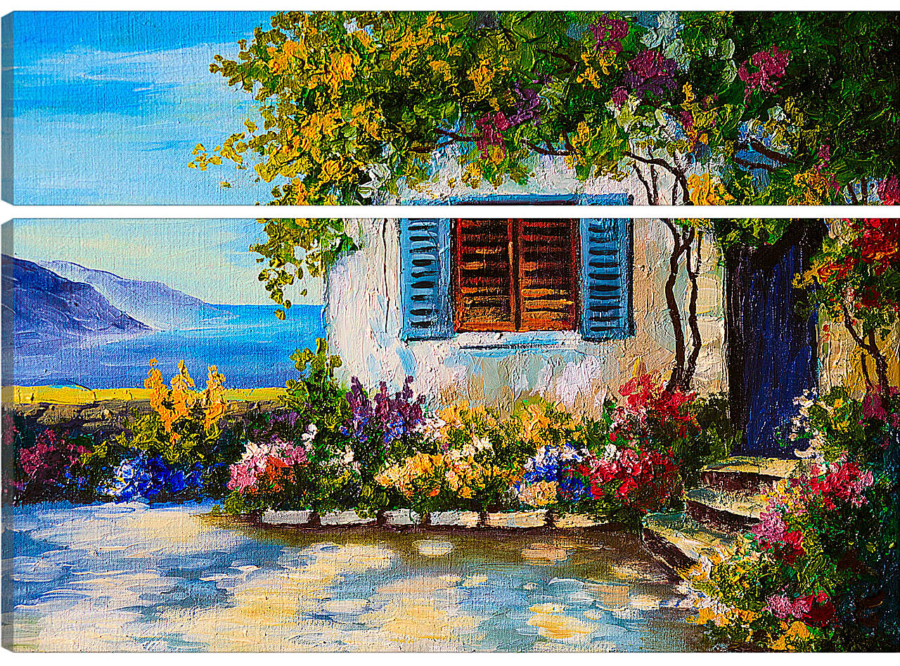 Модульная картина - Цветущий дворик