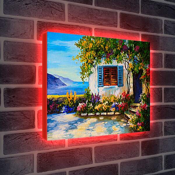 Лайтбокс световая панель - Цветущий дворик