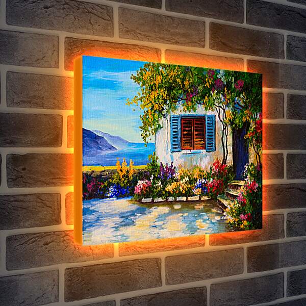 Лайтбокс световая панель - Цветущий дворик
