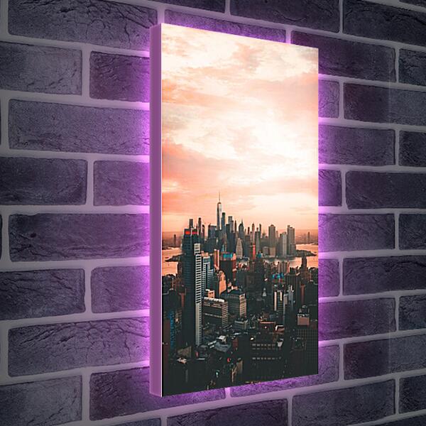 Лайтбокс световая панель - Манхэттен на рассвете