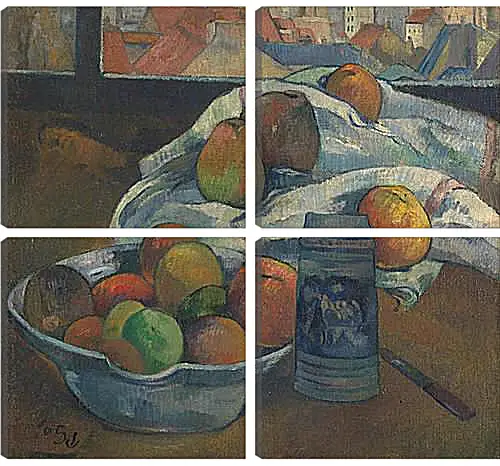 Модульная картина - Bowl of Fruit and Tankard before a Window. Поль Гоген