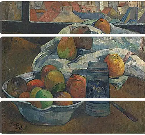 Модульная картина - Bowl of Fruit and Tankard before a Window. Поль Гоген