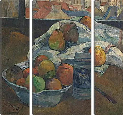 Модульная картина - Bowl of Fruit and Tankard before a Window. Поль Гоген