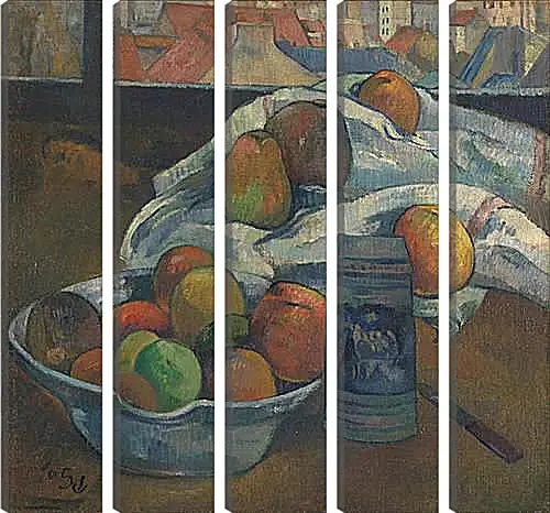 Модульная картина - Bowl of Fruit and Tankard before a Window. Поль Гоген