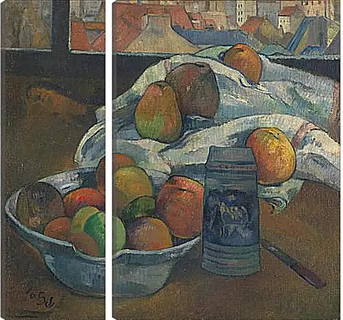 Модульная картина - Bowl of Fruit and Tankard before a Window. Поль Гоген