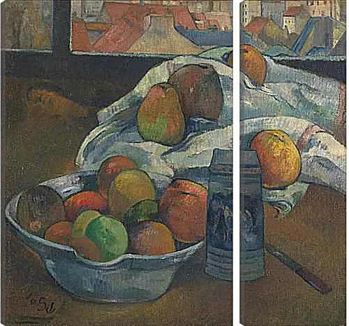 Модульная картина - Bowl of Fruit and Tankard before a Window. Поль Гоген