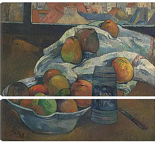 Модульная картина - Bowl of Fruit and Tankard before a Window. Поль Гоген